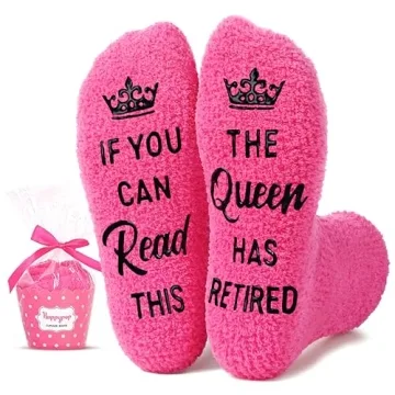 HAPPYPOP Retirement Gifts for Women - Fuzzy Queen Socks