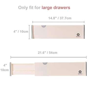 Qozary 8 Pack Adjustable Drawer Dividers Organizer Separators Expandable from 14.8-21.6", Plastic Dresser Organizer for Bedroom, Bathroom, Closet, Baby Drawer, Office Desk, Kitchen Storage