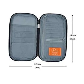 P.travel Waterproof Travel Passport Wallet and Credit Card Holder Ticket Document Bag Small Clutch with Zippered Pockets Carry Money, Tickets, Documents Includes Smartphone Pocket (Gray)