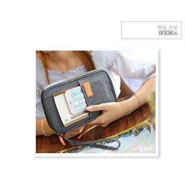 P.travel Waterproof Travel Passport Wallet and Credit Card Holder Ticket Document Bag Small Clutch with Zippered Pockets Carry Money, Tickets, Documents Includes Smartphone Pocket (Gray)