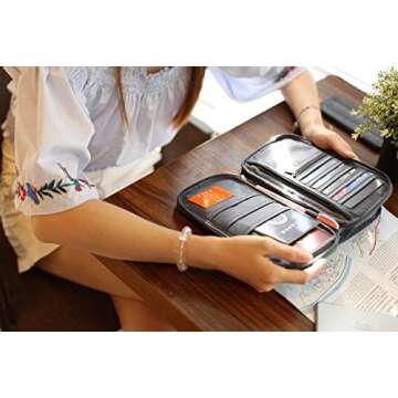 P.travel Waterproof Travel Passport Wallet and Credit Card Holder Ticket Document Bag Small Clutch with Zippered Pockets Carry Money, Tickets, Documents Includes Smartphone Pocket (Gray)