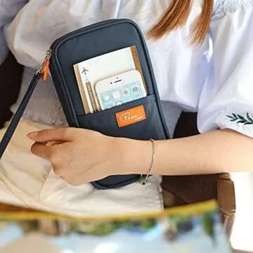 P.travel Waterproof Travel Passport Wallet and Credit Card Holder Ticket Document Bag Small Clutch with Zippered Pockets Carry Money, Tickets, Documents Includes Smartphone Pocket (Gray)