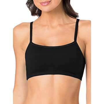 Fruit of The Loom Spaghetti Strap Cotton Sports Bra 3 Pack