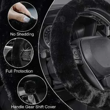 Trendy SEG Direct Furry Steering Wheel Cover for All