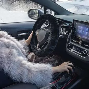 Trendy SEG Direct Furry Steering Wheel Cover for All