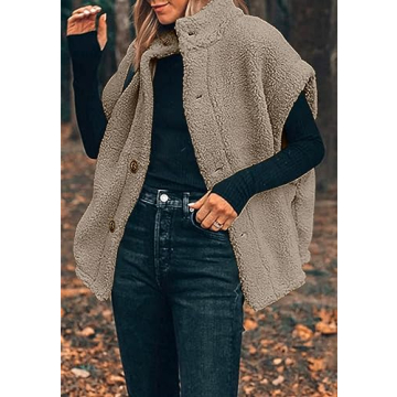 Cozy Oversized Women's Fleece Vest with Pockets