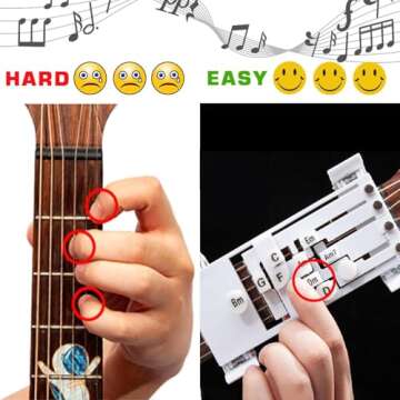 Guitar Chord Presser，Guitar Helper，Guitar Learning Tools，Guitar Chord Trainer，Learning Guitar For Beginners，Guitar For Beginners (Black)