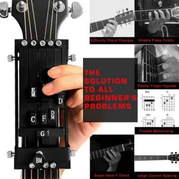 Guitar Chord Presser，Guitar Helper，Guitar Learning Tools，Guitar Chord Trainer，Learning Guitar For Beginners，Guitar For Beginners (Black)