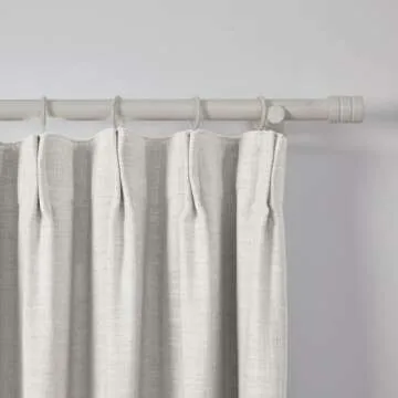 ChadMade 50" W x 84" L Polyester Linen Drape with Blackout Lining Pinch Pleat Curtain for Sliding Do...