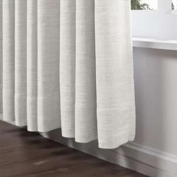 ChadMade 50" W x 84" L Polyester Linen Drape with Blackout Lining Pinch Pleat Curtain for Sliding Door Patio Door Living Room Bedroom, (1 Panel) Beige White Tallis Collection