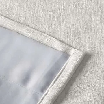 ChadMade 50" W x 84" L Polyester Linen Drape with Blackout Lining Pinch Pleat Curtain for Sliding Door Patio Door Living Room Bedroom, (1 Panel) Beige White Tallis Collection