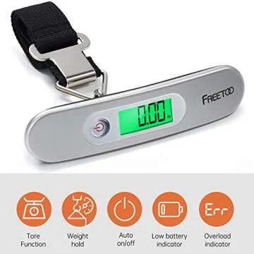 FREETOO Luggage Scale Portable Digital Hanging Scale for Travel, Suitcase Weight Scale with Superior Piano Lacquer 110 Lb/ 50Kg Capacity, Battery Included (Silver)