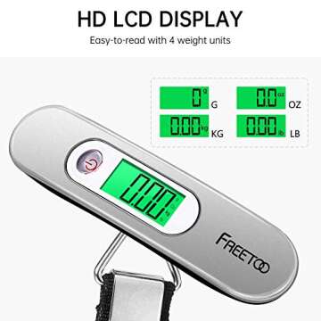 FREETOO Luggage Scale Portable Digital Hanging Scale for Travel, Suitcase Weight Scale with Superior Piano Lacquer 110 Lb/ 50Kg Capacity, Battery Included (Silver)
