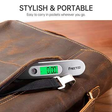FREETOO Luggage Scale Portable Digital Hanging Scale for Travel, Suitcase Weight Scale with Superior Piano Lacquer 110 Lb/ 50Kg Capacity, Battery Included (Silver)