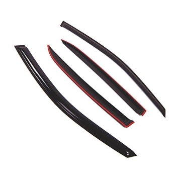 TuningPros Outside Mount Window Vent Visors for Volkswagen Jetta Sedan 2006-2010 | Smoke Tinted, 4 P...