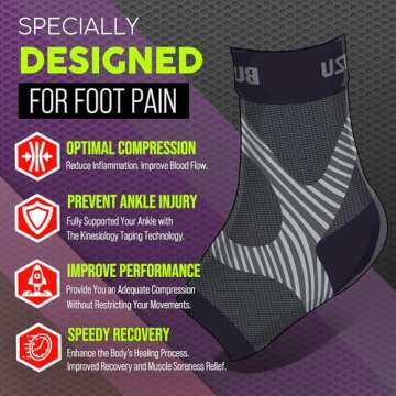 Foot & Ankle Brace Socks - Plantar Fasciitis Relief Neuropathy Socks, Arch Support for Women & Men, Ankle Compression Sleeve for Heel Spurs, Tendonitis, Ankle Wrap for Sprained Ankle Pink XXL