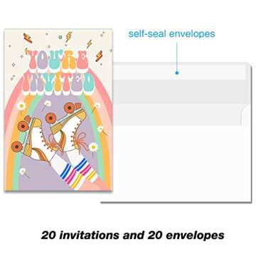 Retro Roller Skate Birthday Invitations Set of 20