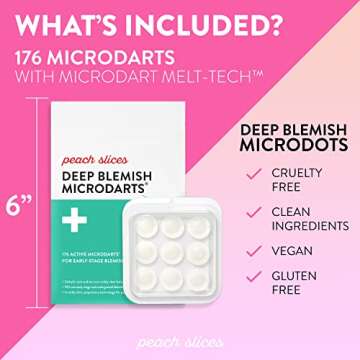 Peach Slices | Deep Blemish Microdarts | Acne Patch | Early Stage & Deep Pimples | Fast-Acting | Salicylic Acid | Tea Tree Oil | Niacinamide | Cica | Hyaluronic Acid | Spot Treatment | 9 Patches