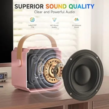 Kids Mini Karaoke Machine with Bluetooth and 2 Microphones