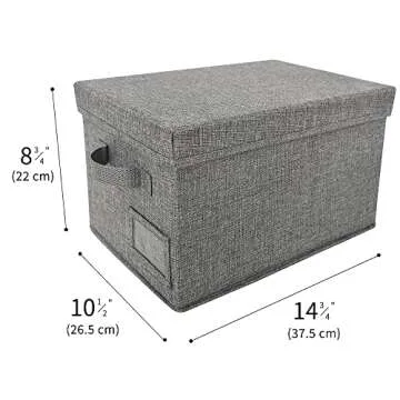 GRANNY SAYS Fabric Bins with Lids, Storage Baskets for Closet Organization, Decorative Storage Containers with Label Holder, Shelf Bins for Organizing Clothes, Dark Gray, 3-Pack