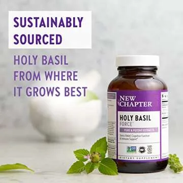 New Chapter Stress Relief Supplement - Holy Basil Force with Supercritical Holy Basil for Stress Support + Immune Support + Non-GMO Ingredients - Vegetarian Capsules, 30 Count