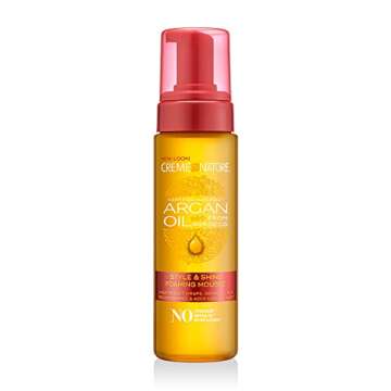 Creme of Nature Argan Oil Foaming Mousse, Style & Shine, Creates Soft Wraps, Defines Curls, Prevents Frizz & Adds Exotic Shine, 7 Fl Oz