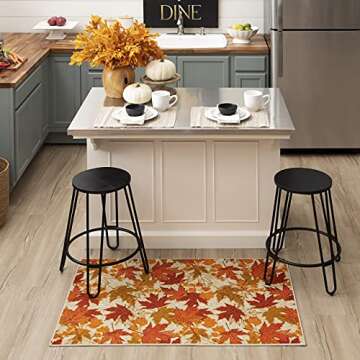 Mohawk Home Harvest Kitchen Mat, Fall Leaves Orange (2' x 3' 4")