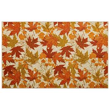 Mohawk Home Harvest Kitchen Mat, Fall Leaves Orange (2' x 3' 4")