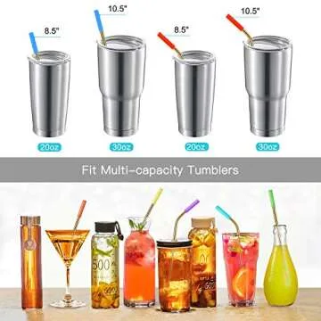 StrawExpert 16 Pack Gold Reusable Metal Straws with Silicone Tip & Travel Case & Cleaning Brush,Long Stainless Steel Straws Drinking Straw for 20 and 30 oz Tumbler