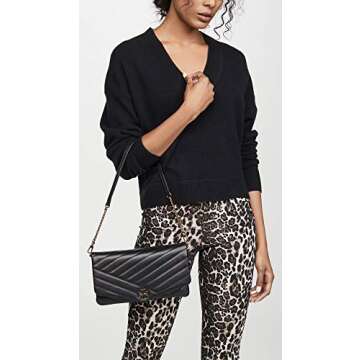 Tory Burch Women's Kira Chevron Clutch, Black, One Size