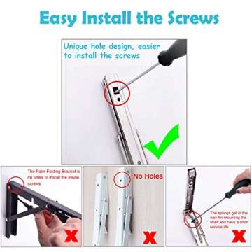 CLT 14'' Folding Shelf Brackets Max. Load 440 lb, Heavy Duty Stainless Steel DIY Wall Mounted Shelf Bracket Space Saving for Table Work Bench, Pack of 2