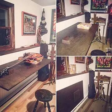 CLT 14'' Folding Shelf Brackets Max. Load 440 lb, Heavy Duty Stainless Steel DIY Wall Mounted Shelf Bracket Space Saving for Table Work Bench, Pack of 2