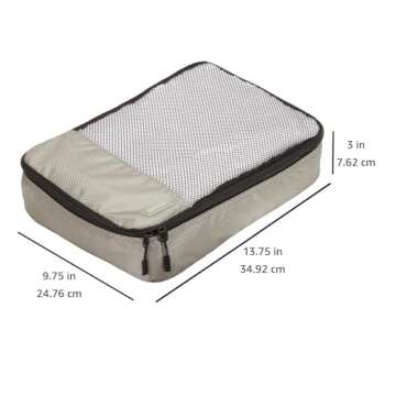 Amazon Basics 4 Piece Packing Cubes for Travel, Travel Organizer Zipper Cubes Set, Medium, Gray