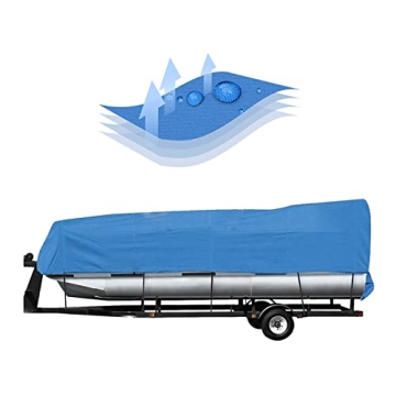 17-20ft Trailerable 600D Pontoon Boat Covers, Heavy Duty Waterproof UV Resistant Marine Grade Oxford...