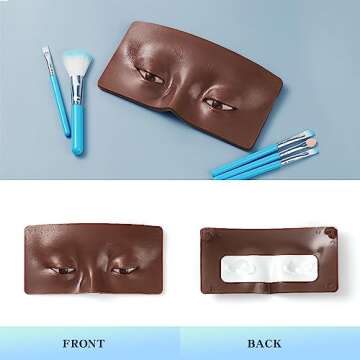 Bueuo Makeup Practice Face Board - 3D Reusable Silicone Model with 5PCS Brushes for Training