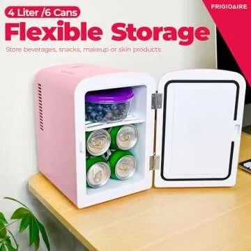 Frigidaire EFMIS151-PINK Mini Portable Personal Fridge Cooler with Speaker, 4L Capacity