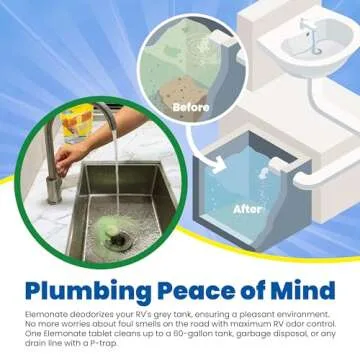 Walex Elemonate Grey Water Tank Deodorizer & Freshener - Freshens Sink & Drain Lines, Rapid Dissolving Drop-In Tablets, Ideal for RV's, Boats & Homes, Easy to Use - Fresh Lemon Scent, 5 Pack