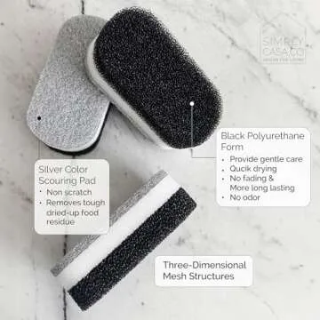 SIMPLYCASA Kitchen Dish Cleaning Sponges - Pack of 6 | Non-Scratch & Fast-Drying | Reusable Scrubber...