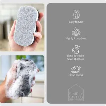 Stylish SIMPLYCASA Non-Scratch Kitchen Sponges Pack of 6