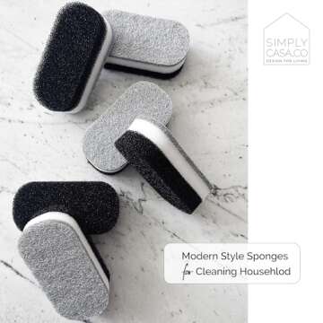 SIMPLYCASA Kitchen Dish Cleaning Sponges - Pack of 6 | Non-Scratch & Fast-Drying | Reusable Scrubbers for Kitchen & Household Use | Stylish Black & White Design