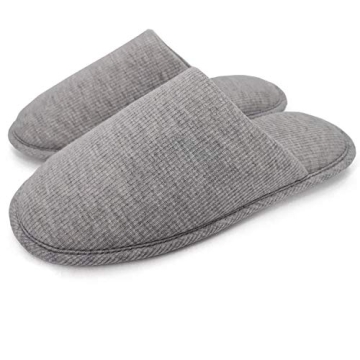 Ofoot Men's Organic Cotton Cozy Indoor Slippers - Memory Foam, Washable, Perfect Fit