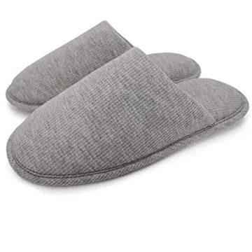 Ofoot Men's Organic Cotton Cozy Indoor Slippers - Memory Foam, Washable, Perfect Fit