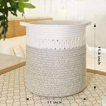 Set of 3 Woven Cotton Storage Baskets for Home Organization