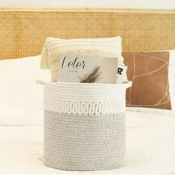Set of 3 Woven Cotton Storage Baskets for Home Organization