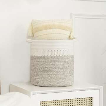 Set of 3 Woven Cotton Storage Baskets for Home Organization