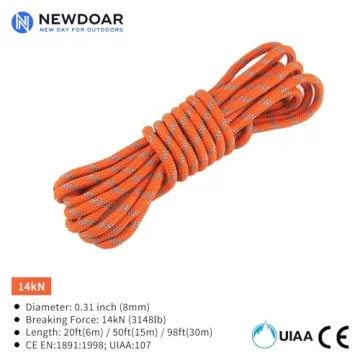 NewDoar 8mm Static Climbing Rope for Outdoor Use