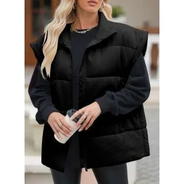 EVALESS Women Oversized Puffer Vest Lightweight Stylish Warm