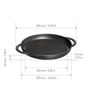 Staub Cast Iron 10-inch Pure Grill - Black Matte, Made in France