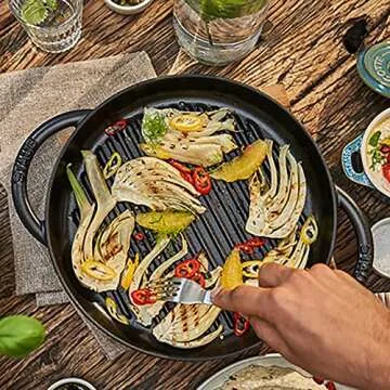 Staub Cast Iron 10-inch Pure Grill - Black Matte, Made in France