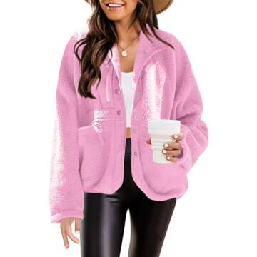 Nirovien Womens Fuzzy Fleece Jacket Button Down Sherpa Coats Casual Winter Warm Outwear with Pockets...